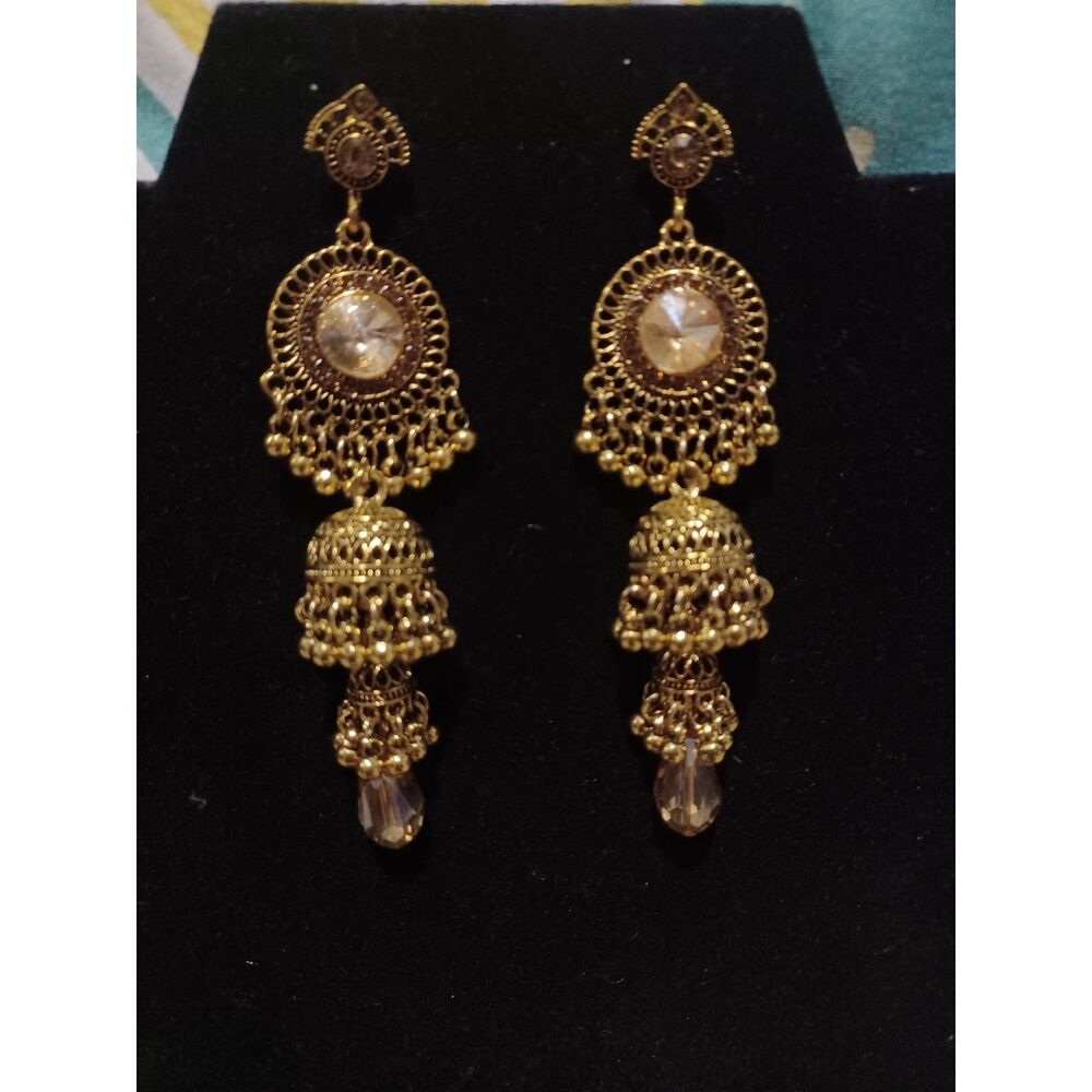 Gold-Toned Jhumka Chandelier Earrings
